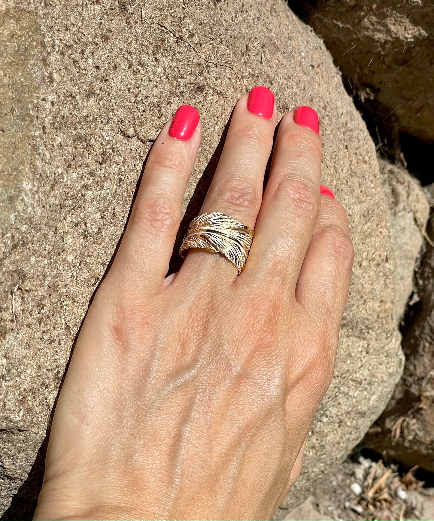 Anillo Plumas - Dorado/Blanco