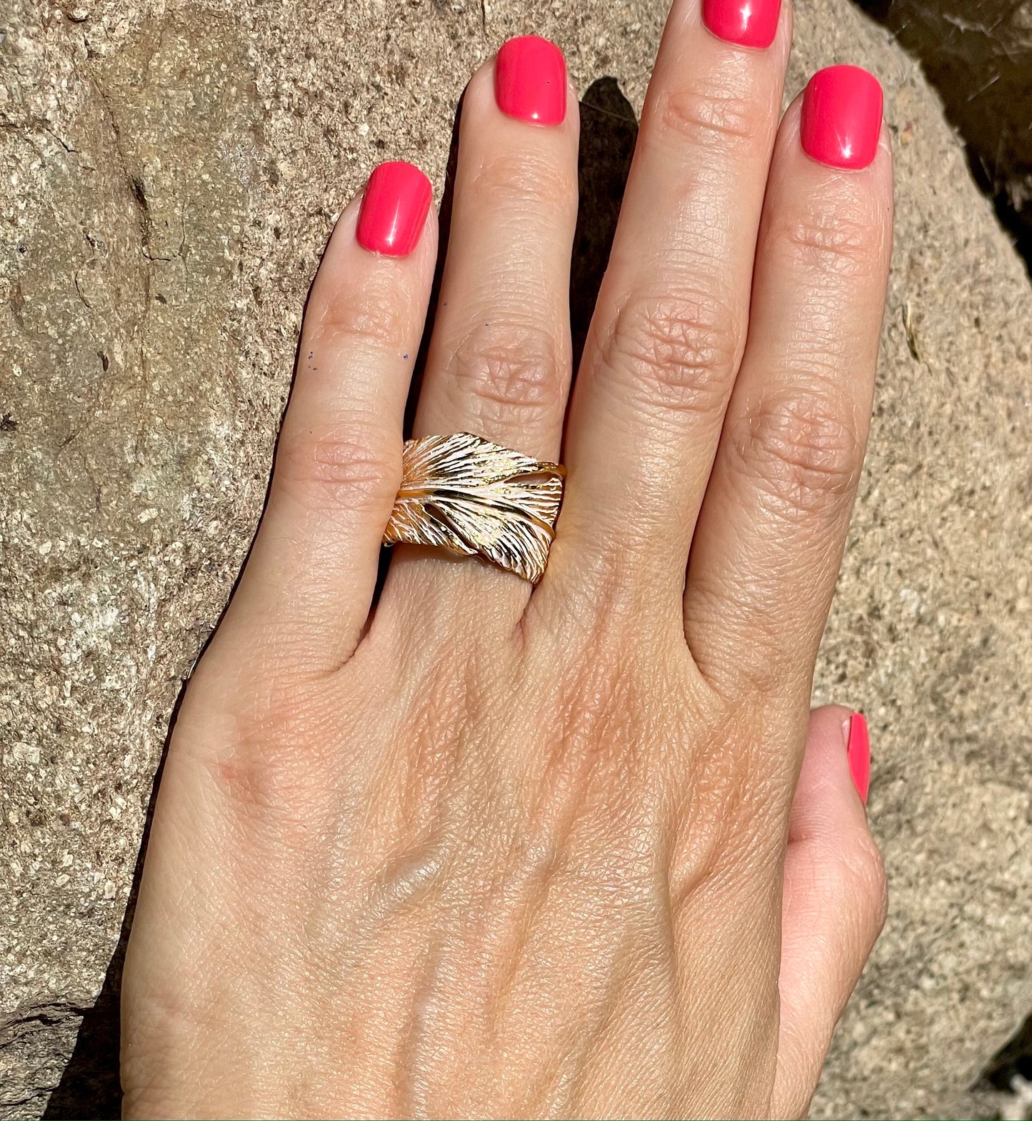 Anillo Plumas - Dorado/Blanco