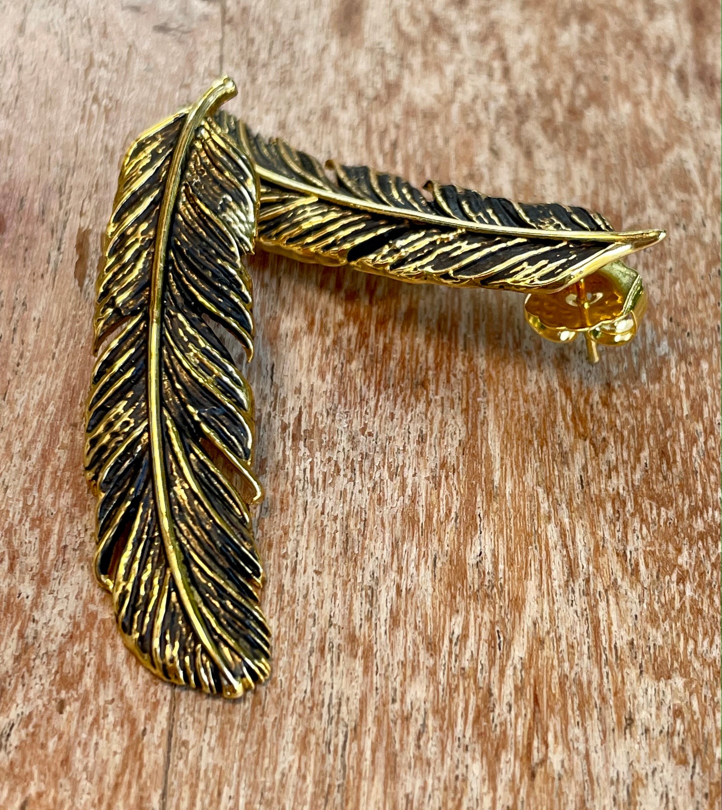 Aros Plumas - Dorado/Negro
