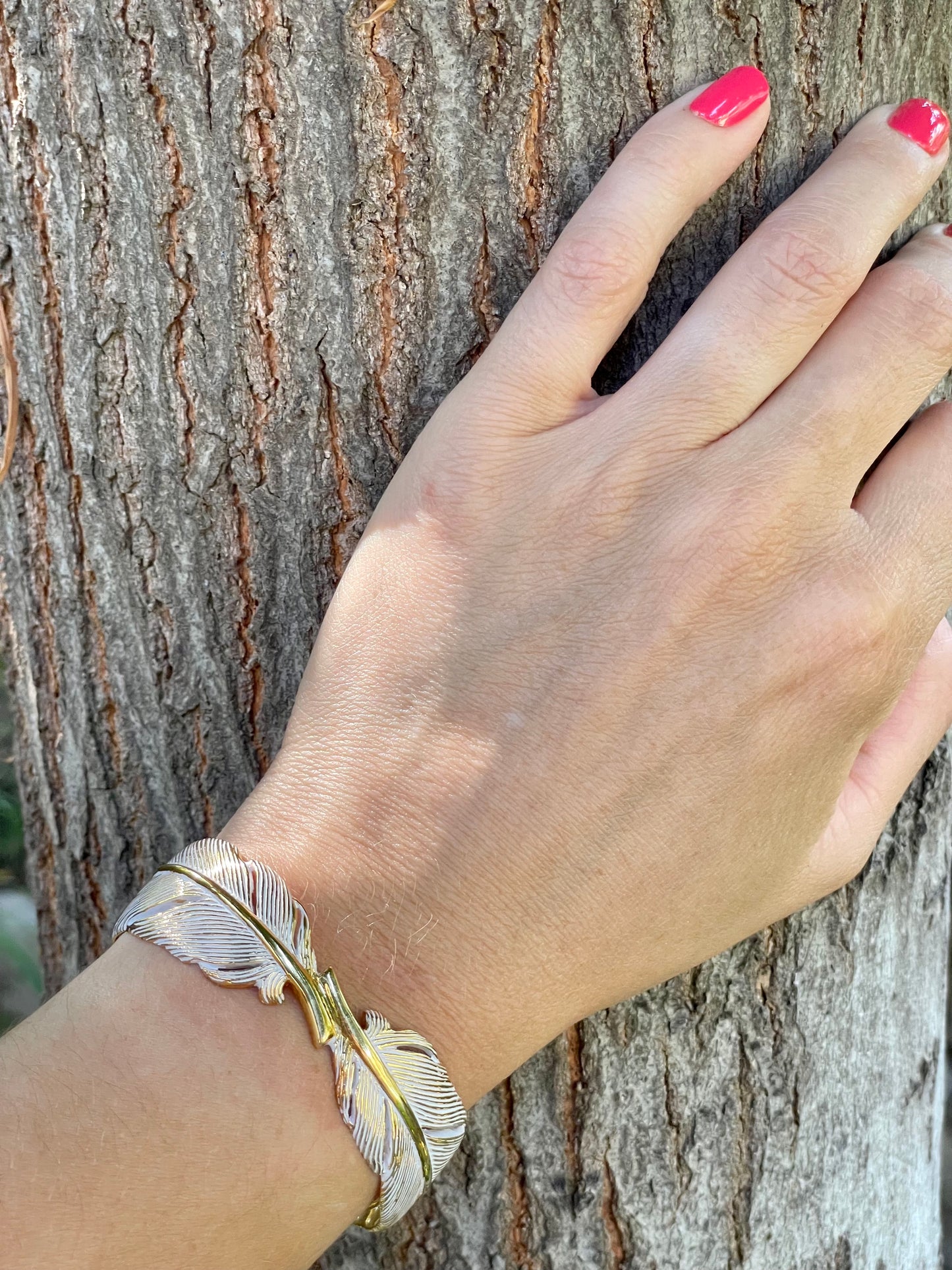 Esclava Plumas - Dorado/Blanco